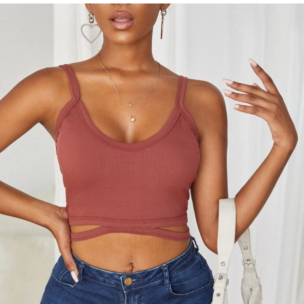 Cutout rib knit tank top